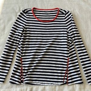 Women’s Crown and Ivy Navy and Orange Striped sweater